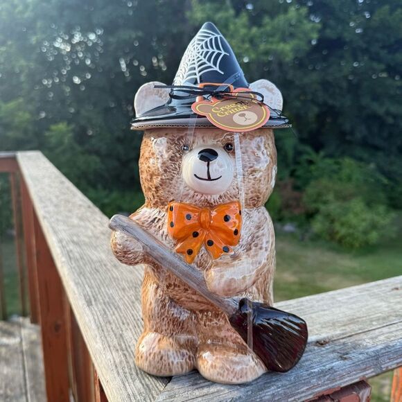 NEW Creepy Critters Halloween Witch Teddy Bear Cookie Jar 11 - 12” Tall - Picture 1 of 5